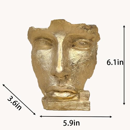 Statuen, Skulpturen, goldene abstrakte Gesichtskunst – Bronze und für Kunstsammler, Heimdekoration und Geschenke für besondere Anlässe