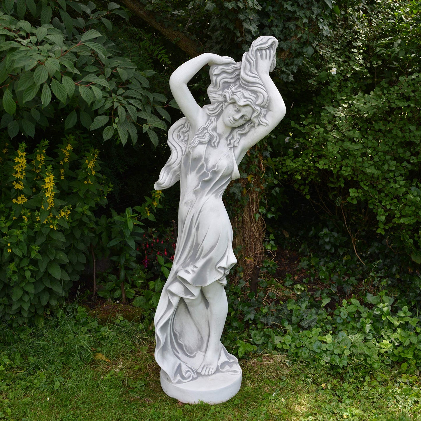 gartendekoparadies.de Weibliche Statue der Hera, Steinfigur, H. 153 cm, 121 kg, Grau, frostsicher aus Steinguss für Außenbereich