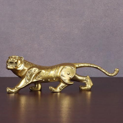 Statuen Skulpturen 8,8" L Gold Messing Tiger Statue Figur Wildlife Skulptur Kunst Home Tischdekoration