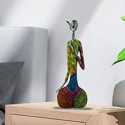 Statuen Skulpturen Frau und Dekor - Ölgemälde Kunstharz Handwerk Figur Dame Statue Ornamente Geschäftsgeschenk, 13,5 * 9 * 35,5 cm