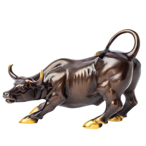 Statuen, Skulpturen, Bullenfigur aus Messing – Wall Street Bull Art Decor, bronzene Ochsen-/Kuhfigur und Heimdekoration (bunt)