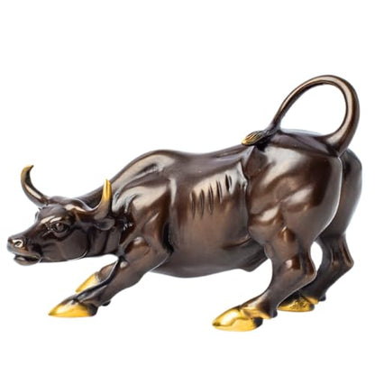Statuen, Skulpturen, Bullenfigur aus Messing – Wall Street Bull Art Decor, bronzene Ochsen-/Kuhfigur und Heimdekoration (bunt)