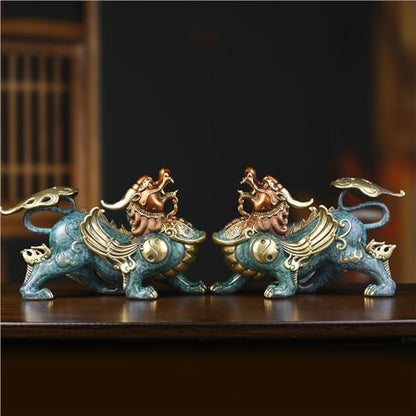 GUERNSEY Statuen-Ornament zum Anziehen von Reichtum Kupfer-Ornamente, EIN Paar männliche und weibliche Wohnzimmer-Büro-Desktop-Kunsthandwerks-handgefertigte Statuen Reichtumsdekor