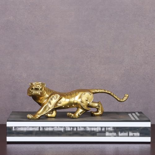 Statuen Skulpturen 8,8" L Gold Messing Tiger Statue Figur Wildlife Skulptur Kunst Home Tischdekoration