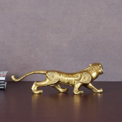 Statuen Skulpturen 8,8" L Gold Messing Tiger Statue Figur Wildlife Skulptur Kunst Home Tischdekoration