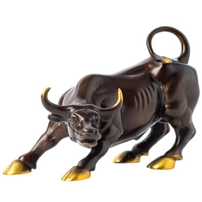 Statuen, Skulpturen, Bullenfigur aus Messing – Wall Street Bull Art Decor, bronzene Ochsen-/Kuhfigur und Heimdekoration (bunt)