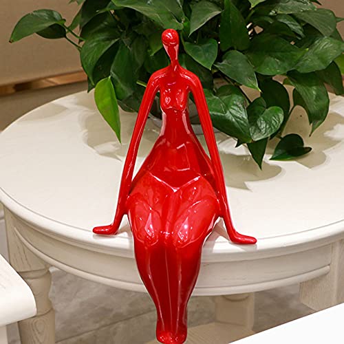 Statuen Skulpturen Frauenkörper Abstrakte Wohnkultur Modern, Yoga-Mädchen/Frauenfiguren, TV-Ständer-Dekorationen für das Wohnzimmer, Rot a, Glänzend
