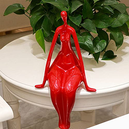 Statuen Skulpturen Frauenkörper Abstrakte Wohnkultur Modern, Yoga-Mädchen/Frauenfiguren, TV-Ständer-Dekorationen für das Wohnzimmer, Rot a, Glänzend