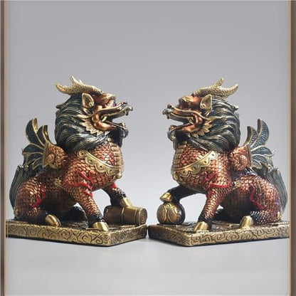 AFGFGHES Statue Kupfer-Desktop-Ornamente, Kunsthandwerk, Kupferwaren, chinesischer Stil, Heimdekoration, Wohnzimmer, Arbeitszimmer, handgefertigte Statuen Messingfigur(M)