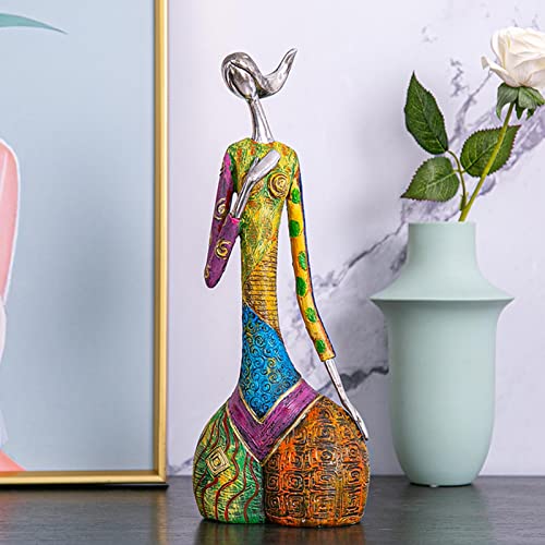 Statuen Skulpturen Frau und Dekor - Ölgemälde Kunstharz Handwerk Figur Dame Statue Ornamente Geschäftsgeschenk, 13,5 * 9 * 35,5 cm