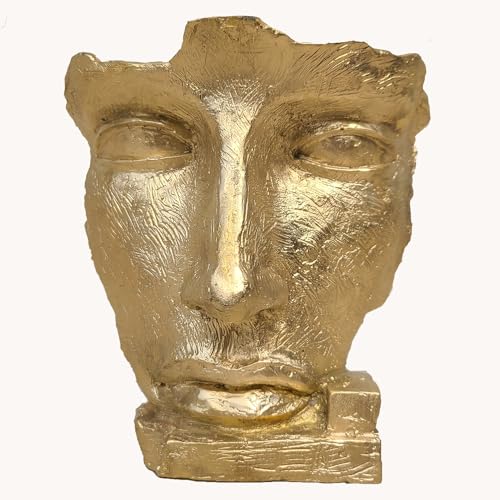 Statuen, Skulpturen, goldene abstrakte Gesichtskunst – Bronze und für Kunstsammler, Heimdekoration und Geschenke für besondere Anlässe