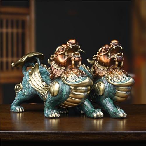 GUERNSEY Statuen-Ornament zum Anziehen von Reichtum Kupfer-Ornamente, EIN Paar männliche und weibliche Wohnzimmer-Büro-Desktop-Kunsthandwerks-handgefertigte Statuen Reichtumsdekor