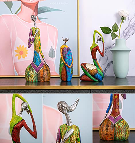 Statuen Skulpturen Frau und Dekor - Ölgemälde Kunstharz Handwerk Figur Dame Statue Ornamente Geschäftsgeschenk, 13,5 * 9 * 35,5 cm