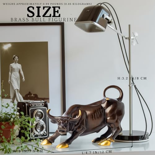 Statuen, Skulpturen, Bullenfigur aus Messing – Wall Street Bull Art Decor, bronzene Ochsen-/Kuhfigur und Heimdekoration (bunt)