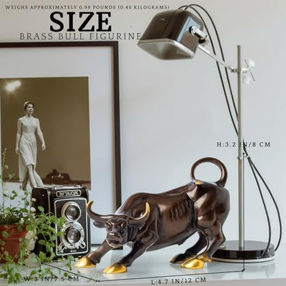 Statuen, Skulpturen, Bullenfigur aus Messing – Wall Street Bull Art Decor, bronzene Ochsen-/Kuhfigur und Heimdekoration (bunt)
