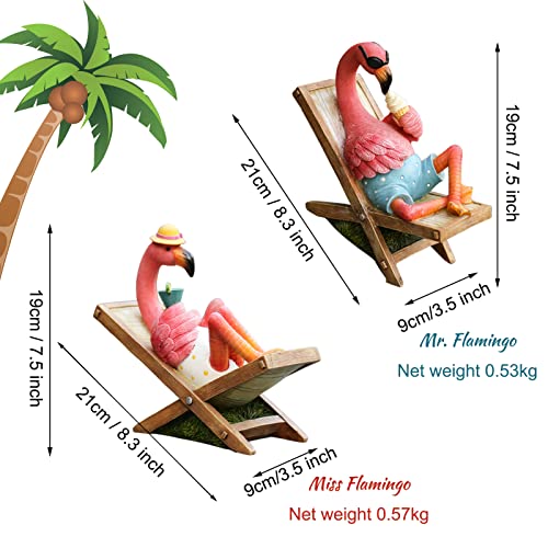 Statuen Skulpturen Rosa Flamingo Gartendekorationen, Flamingo auf einem Loungesessel sitzend, Ornamente – Heimdekorationen, 1 Paar