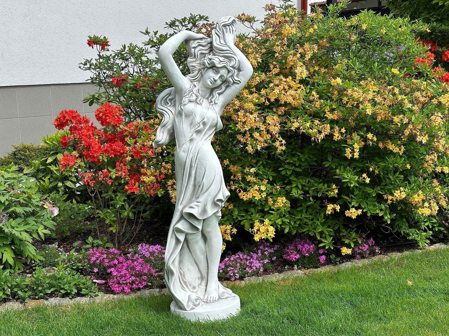 gartendekoparadies.de Weibliche Statue der Hera, Steinfigur, H. 153 cm, 121 kg, Grau, frostsicher aus Steinguss für Außenbereich